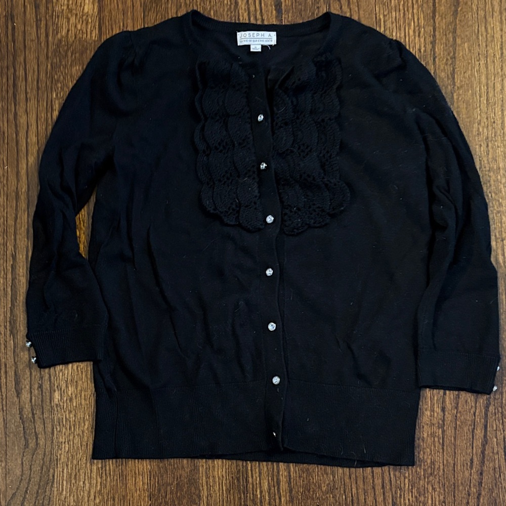 Joseph A  black Cardigan with rhinestone Button Accents women size S